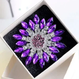 Crystal Snowflake Rhinestone Brooch Pin for Women and Girls