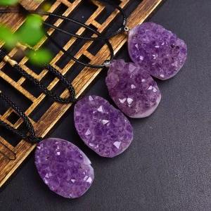 Crystal Spiritual Natural Raw Gemstones Amethyst Clusters Pendants for Gift