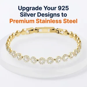 Crystal Tennis Bracelet with Diamond Round Button