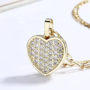 Cubic White Heart Shape Style Zircon Gemstone Stainless Steel Pendant Necklace Fine Jewelry for Women