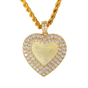 Cubic Zirconia Love Heart Silver-Shape Charm Pendant for Unisex