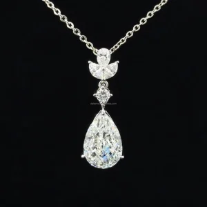 Custom 10K 14K 18K Gold Charm Drop Pendant 1ct 2ct D VS1 Lab Diamond Pear Cut Lab Grown Diamond Necklace Women
