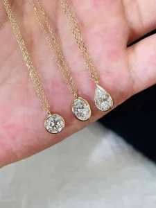 Custom 14K 18K Gold Lab-Grown Diamond Pendant Necklace 1ct 1.5ct 2ct IGI Certified Round Cut