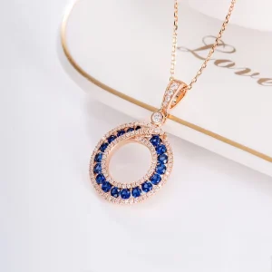 Custom 18K Gold Natural Blue Sapphire Diamond Name Necklace