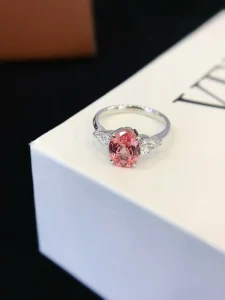 Custom 18K Gold Padparadscha Gem Ring Lab Grown Sapphire Ring