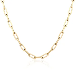 Custom 18K Gold-Plated Stainless Steel Thick Chunky Rectangle Paperclip Link Chain Bracelet Necklace