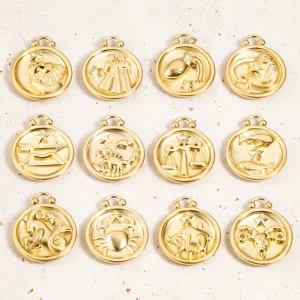 Custom 18k Gold-Plated Stainless Steel Waterproof Twelve Zodiac Pendant for DIY Necklaces