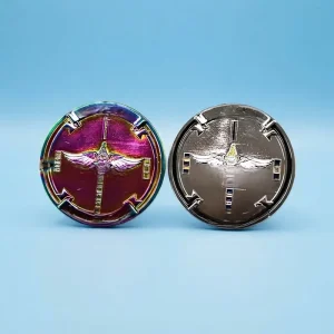 Custom 3D Challenge Coin Zinc Alloy Rainbow Plated Winged Cross Medal for Corporate Award Aviation Pilot Honor Souvenir