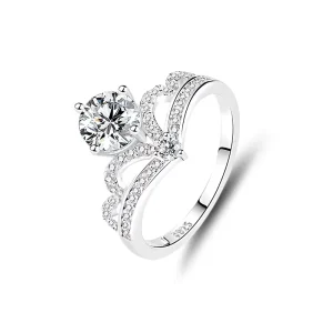 Custom 925 Silver Ring VVS 1-2 Carat Moissanite Lab Grown Diamond Wedding Ring
