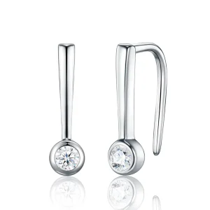 Custom 925 Sterling Silver 0.10ct Moissanite Long Bar Drop Earrings