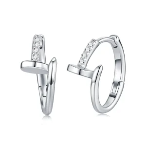 Custom 925 Sterling Silver Moissanite T Bar Huggie Hoop Earrings