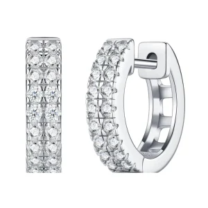 Custom 925 Sterling Silver Moissanite Wide Pavé Huggie Hoop Earrings OEM Jewelry