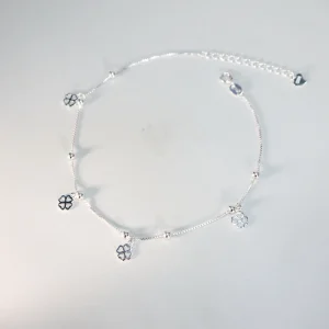 Custom 925 Sterling Silver Rhodium Plated Four-Leaf Clover Anklet