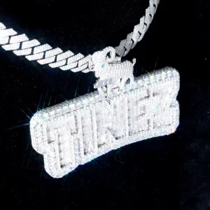 Custom Baguette Cut Vvs Lab Grown Diamond Name Pendant Exquisite White Gold 925 Sterling Silver Letter Pendant Fine Jewelry