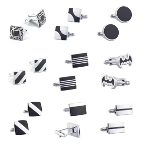 Custom Brass Metal Rectangle Square Round Cuff Links for Men