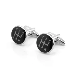 Custom Brass Rubber Car Manual Gear Sign Cufflinks for Men’s Engagement Wedding Gift