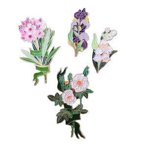 Custom Enamel Iris Flower Brooch Women’s Suit Badge Pin