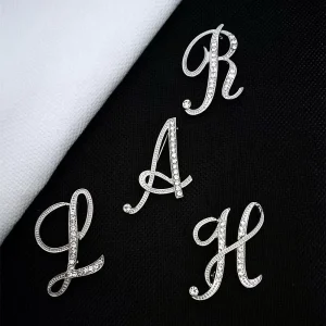 Custom Fashion Jewelry Capital Letter Crystal Rhinestone Brooch Pin Manufacturer for Women