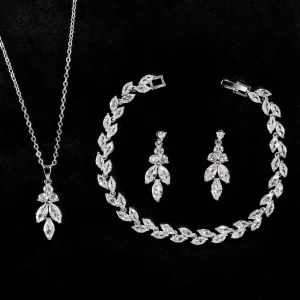 Custom Fashion Jewelry Sets Wedding Jewelry Set Platinum Plated AAA Cubic Zirconia Made in China Brass Trendy Lovers