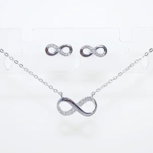 Custom Fine Jewelry Cubic Zirconia Infinity Necklace Set 925 Silver Jewelry Sets