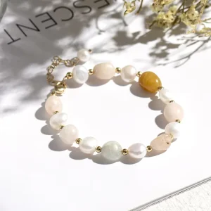 Custom Gemstone Crystal Beads Freshwater Pearl Bracelet Jewelry