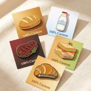 Custom Glitter Food Design Enamel Pin Badge Bread Milk Steak Sandwich