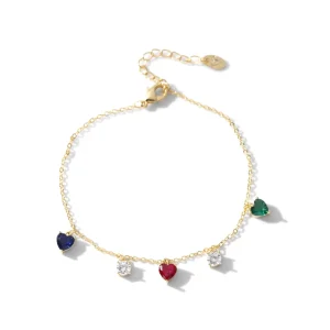 Custom Gold-Plated Natural Stone Chain Link Charm Bracelet