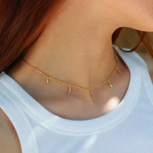 Custom Gold-Plated Water Drop Charm Choker Necklace