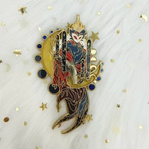 Custom Hard Enamel Metal Pin with Stained Glass Design