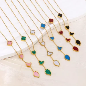 Custom Heart Butterfly Waterproof Stainless Steel Necklace and Earrings Set for Women