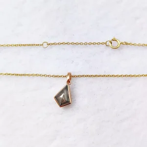 Custom IGI 14K Rose Gold Kite-Shaped Salt-and-Pepper Natural Diamond Pendant, Lab-Grown Diamond Necklace