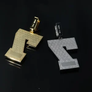 Custom Iced Out Number 7 Moissanite Pendant 925 Sterling Silver Baguette Round Stone Two Tone Gold Silver Plated Unisex