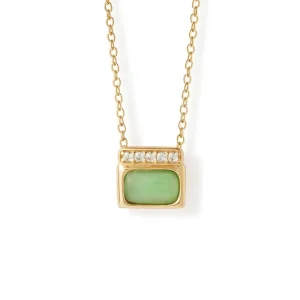 Custom Jewelry Manufacturer 925 Sterling Silver 18K Gold Plated Aurora Ridge Green Chalcedony Necklace