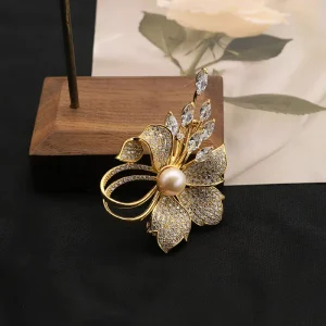 Custom Logo Pearl Brooch for Corporate Events