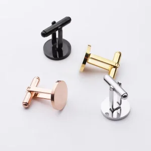 Custom Logo Stainless Steel Men’s Cufflinks and Tie Clip Set
