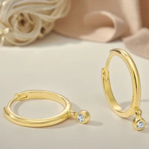 Custom Manufacture Minimalist 925 Silver Gold Plated Lightweight Lab Grown Diamond Hoop Earrings for Women