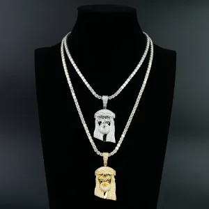 Custom Men’s 925 Sterling Silver Jesus Pendant, Rhodium Plated, Moissanite, Hip Hop Style