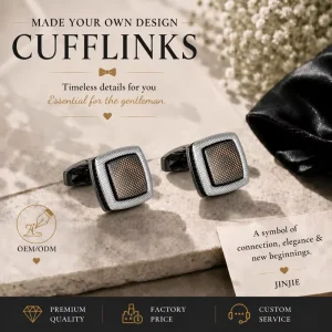 Custom Men’s Square Metal French Shirt Cufflinks for Meetings and Weddings