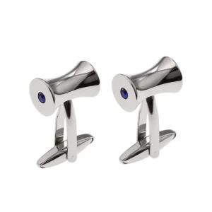 Custom Men’s Stainless Steel Cufflinks with Blue Diamond Business Formal Wedding Gift