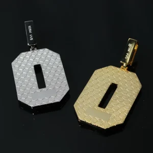 Custom Moissanite Number 0 3D Octagon Iced Out VVS 925 Sterling Silver Unisex Pendant Necklace
