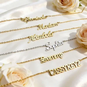 Custom Name Jewelry Set, 18K Gold-Plated PVD, Waterproof, Tarnish-Resistant, for Women