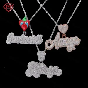 Custom Name Letter Moissanite Pendant VVS 925 Silver Hip Hop Jewelry