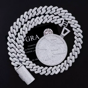 Custom Name Number Round Moissanite Pendant 925 Sterling Silver Hip Hop Necklace