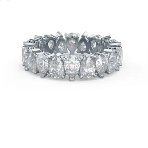 Custom Pear-Shape Pave 18K Gold Engagement Ring with Real White Lab Grown Diamond