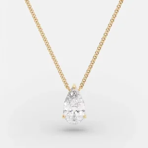Custom Personalized Women’s 18K Gold-Plated 925 Sterling Silver Pear-Shaped Zircon Pendant Necklace