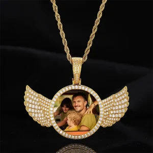 Custom Photo Diamond Tester VVS Moissanite Angel Wing Pendant GRA Certified 925 Sterling Silver Hip Hop Jewelry