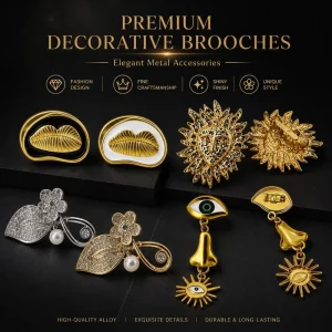 Custom Retro Leaf Flower-shaped Gold Plated Alloy Brooch Pin With Pearl For Women’s Wedding Gift