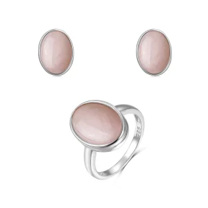 Custom Rose Quartz and Turquoise 925 Sterling Silver Jewelry Set