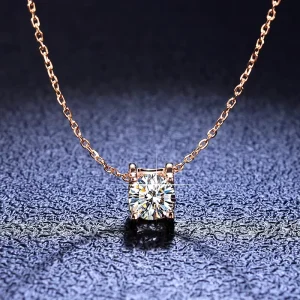 Custom S925 Silver 1ct Moissanite Diamond Square Cut Pendant Necklace for Women Ladies Wedding