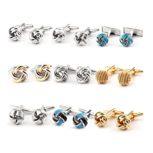 Custom Silver Knot Design Metal Stainless Steel French Cufflinks Manufacturer